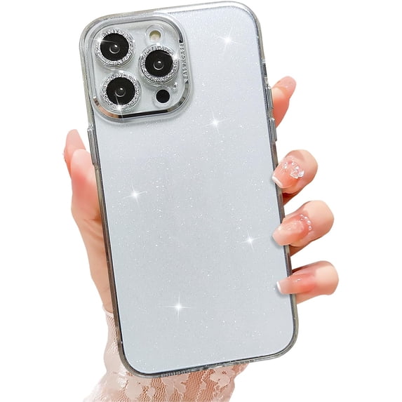 Compatible with iPhone 14 Pro Max Case,Full Camera Lens Protector Sparkle Shockproof Hard Back Case with Luxury Shiny Cute Glitter Acrylic Plate Cover for iPhone 14 Pro Max Women Girls(White)
