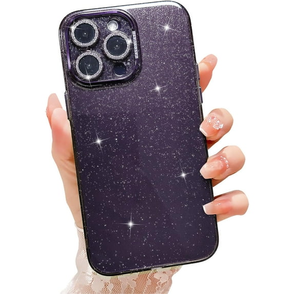 Compatible with iPhone 14 Pro Max Case,Full Camera Lens Protector Sparkle Shockproof Hard Back Case with Luxury Shiny Cute Glitter Acrylic Plate Cover for iPhone 14 Pro Max Women Girls(Pink)