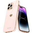 thumbnail image 1 of Compatible with iPhone 14 Pro Max Case for Girl Women Cute Love-Heart Luxury Bling Soft Cover Raised Camera Protection Bumper Silicone Shockproof Phone Case for iPhone 14 Pro Max, Light Pink, 1 of 12
