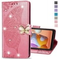 thumbnail image 1 of Compatible with iPhone 14 Pro Max Case Glitter Bling with Card Holder and Stand Leather Flip Wallet Diamond Butterfly Protective Case for iPhone 14 Pro Max 6.7 inch Crystal Pink, 1 of 14