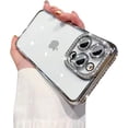 thumbnail image 1 of Compatible with iPhone 14 Pro Max Case Glitter Plating Luxury Bling Rhinestones Diamond Cover for Women Girls Clear Soft TPU Camera Protector Shockproof Case for 14 Pro Max 2022 (Silver), 1 of 9