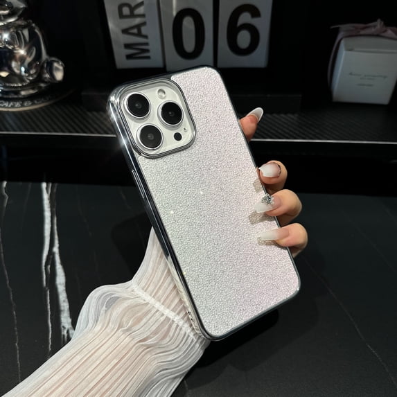 Compatible with iPhone 14 Pro Max Case, Glitter Sparkle Bling Phone Cases for Girls Women Slim Fit Durable Soft TPU Back Shockproof Protective Plating Cover for iPhone 14 Pro Max, White