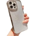 thumbnail image 1 of Compatible with iPhone 14 Pro Max Case Glitter Sparkly Luxury Plating Bumper Transparent Cover Camera Lens Protection Shockproof Case for iPhone 14 Pro Max 5G (6.7 inch) (Silver), 1 of 6