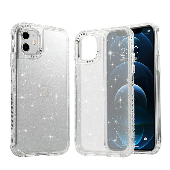 Compatible with iPhone 14 Pro Max Case, Glitter TPU+Acrylic Space Frame Hybrid Bumper Shockproof Protective Cover, Sparkle Bling Sparkly Cute Slim Women Girls Phone Case for iPhone 14 Pro Max,Clear