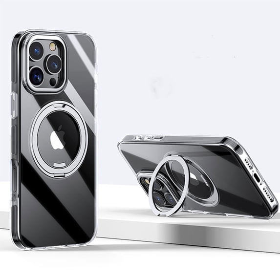Compatible with iPhone 14 Pro Max Case with Invisible Magnetic 360°Ring Stand, Compatible with MagSafe, Great Grip Feeling, Anti-Slip, Drop-Proof and Protective Cover, Translucent Matte Case, Black