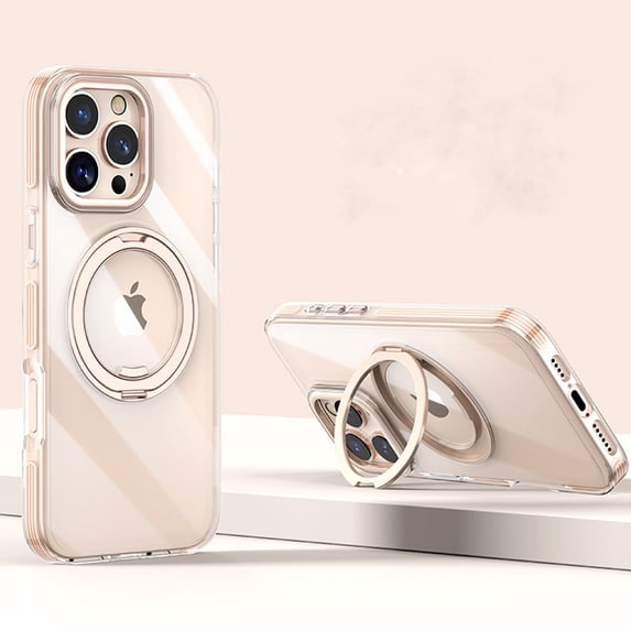 Compatible with iPhone 14 Pro Max Case with Invisible Magnetic 360°Ring Stand, Compatible with MagSafe, Great Grip Feeling, Anti-Slip, Drop-Proof and Protective Cover, Translucent Matte Case, Bronze