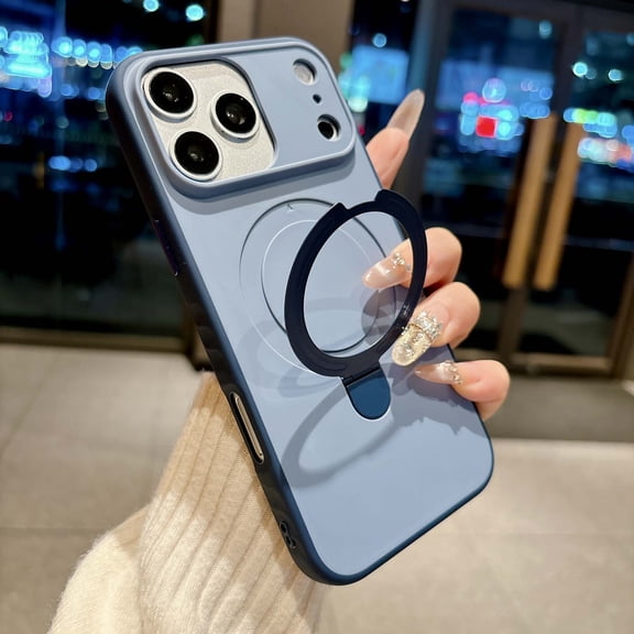 Compatible with iPhone 14 Pro Max Case with Invisible Magnetic O-Ring Stand Military-Grade Protection Phone Case for iPhone 14 Pro Max [Compatible with Mag-Safe] [Great Grip Feeling], Blue