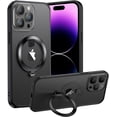 thumbnail image 1 of Compatible with iPhone 14 Pro Max Case with Invisible Ring Holder Kickstand, Military Grade Matte Slim Phone Cover Magnetic Case Shockproof Protective Case Cover for Women Men,Black, 1 of 8