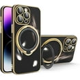 thumbnail image 1 of Compatible with iPhone 14 Pro Max Case with Invisible Ring Holder Kickstand, Military Grade Slim Phone Cover Plating Magnetic Case Shockproof Protective Case Cover for Women Men Black, 1 of 10