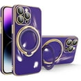 thumbnail image 1 of Compatible with iPhone 14 Pro Max Case with Invisible Ring Holder Kickstand, Military Grade Slim Phone Cover Plating Magnetic Case Shockproof Protective Case Cover for Women Men Purple, 1 of 10