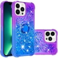 thumbnail image 1 of Compatible with iPhone 14 Pro Max Case with Kickstand Gradient Sparkle Glitter Flowing Liquid Quickstand Series Bling Soft TPU Bumper Shockproof Protective Phone Case for Women Girls PurpleBlue, 1 of 11