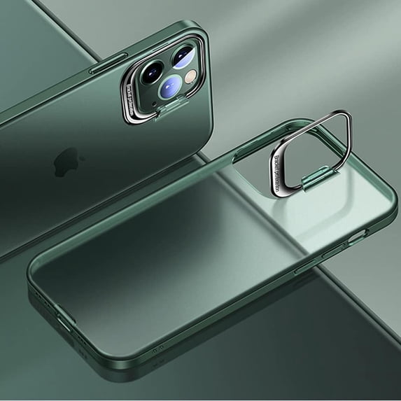 Compatible for iPhone 14 Pro Max Case with Kickstand, Slim Translucent Matte Back Shockproof Anti-Slip Drop Protective Cover Camera Protection Case for Women Girls