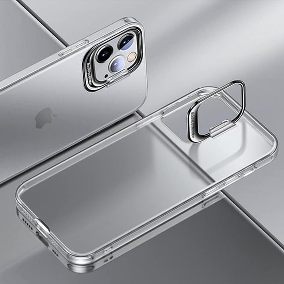 Compatible for iPhone 14 Pro Max Case with Kickstand, Slim Translucent Matte Back Shockproof Anti-Slip Drop Protective Cover Camera Protection Case for Women Girls