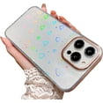 thumbnail image 1 of Compatible for iPhone 14 Pro Max Case Laser Heart Pattern, Cute Glitter Bling Rainbow Holographic Clear Case for Women Girls Soft TPU Shockproof Camera Protective Back Cover Case - Heart, 1 of 11