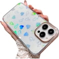 thumbnail image 1 of Compatible for iPhone 14 Pro Max Case Laser Heart Pattern, Cute Glitter Bling Rainbow Holographic Heart Clear Case for Women Girls Shockproof Camera Protective Back Cover Case - Heart, 1 of 11