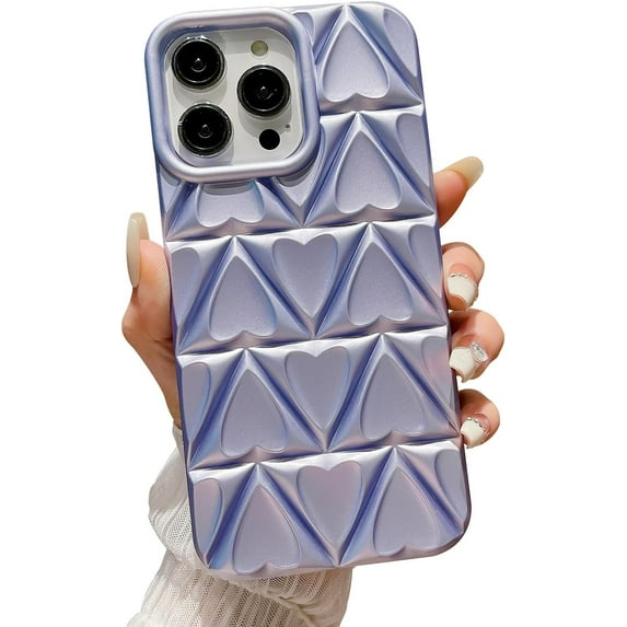 Compatible with iPhone 14 Pro Max Case Love Heart Pattern Soft TPU Shockproof Camera Protective Back Cover for Women Girl Cute Phone Case for iPhone 14 Pro Max 6.7 Inch Light Purple