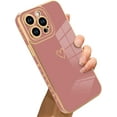 thumbnail image 1 of Compatible with iPhone 14 Pro Max Case Love Heart Plating Electroplate Luxury Elegant Case Camera Protector Soft TPU Shockproof Protective Corner Back Cover iPhone 14 Pro Max Case -Pink, 1 of 11