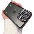 thumbnail image 1 of Compatible with iPhone 14 Pro Max Case with Luxury Bling Diamond Camera Lens Protector,Cute Luxury Glitter Plating Rhinestones Soft Bumper Design Clear Phone Case for Women Girls (Black), 1 of 11