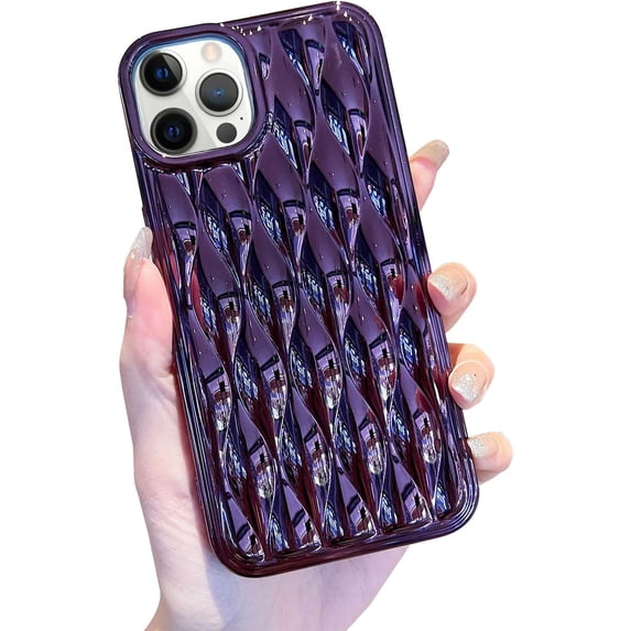 Compatible with iPhone 14 Pro Max Case Luxury Bling Glitter Chrome Design Phone Case Tin Foil Pleated Electroplated Sparkly 3D Fashion Phone Cover for Women Girls