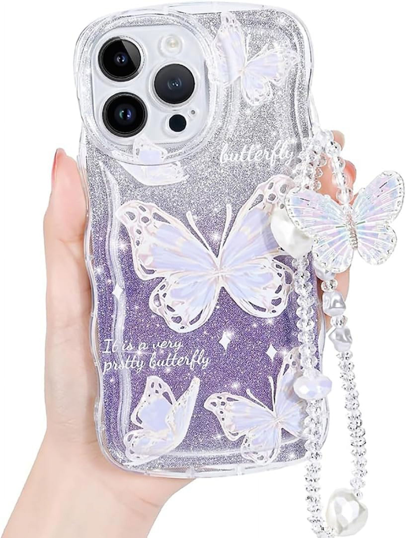 Compatible for iPhone 14 Pro Max Case Luxury Glitter Cute Butterfly
