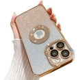 thumbnail image 1 of Compatible for iPhone 14 Pro Max Case with Luxury Glitter Plating Cute Diamond Sparkly Design Aesthetic Women Teen Girls Phone Cases Shiny Bling Camera Protective Cover-Gold, 1 of 7