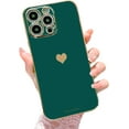 thumbnail image 1 of Compatible with iPhone 14 Pro Max Case Luxury Plating Love Heart Case Soft TPU Silicone Shockproof Camera Protective Cute Case for iPhone 14 Pro Max 6.7" for Women Girl Green, 1 of 12