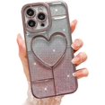 thumbnail image 1 of Compatible with iPhone 14 Pro Max Case Luxury Shiny Plating Cute 3D Love Heart Pattern Glitter Cover Shockproof Camera Protection Bling Case for iPhone 14 Pro Max Women Girls-Pink, 1 of 13