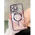 thumbnail image 1 of Compatible with iPhone 14 Pro Max Case MagSafe with Camera Lens Protector,Full Protection Clear Magnetic Case Compatible with MagSafe Anti-Scratch Case for iPhone 14 Pro Max Night Purple, 1 of 15