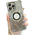 thumbnail image 1 of Compatible with iPhone 14 Pro Max Case MagSafe Glitter Cute Bling Plating Luxury Cutout Visible Logo Camera Protection Phone Cases Compatible with Magnetic for Women Girls 6.7" - Silver, 1 of 13