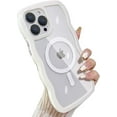 thumbnail image 1 of Compatible for iPhone 14 Pro Max Case with Magsafe, Wave  Phone Case Cute Water Ripple Candy Colors Frame Shockproof for iPhone 14 Pro Max Phone Case for Women 6.7 Inch - White, 1 of 9