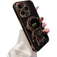 thumbnail image 1 of Compatible with iPhone 14 Pro Max Case Plating Astronaut Kickstand Cute Pattern Luxury Phone Case Soft TPU  for iPhone 14 Pro Max Case Girls Women -Black, 1 of 13