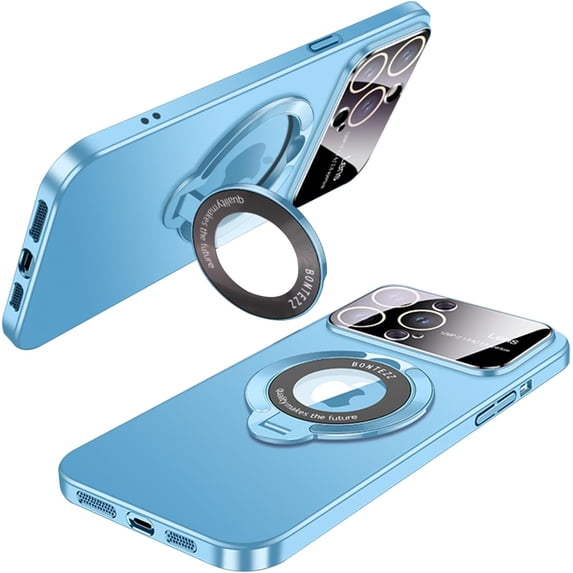 Compatible with iPhone 14 Pro Max Case with Ring Holder Kickstand, Military Grade Shockproof Slim Phone Cover Magnetic Case Shockproof Protective Case Cover for Women Men Blue