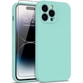 thumbnail image 1 of Compatible with iPhone 14 Pro Max Case with Screen Protector - Silky Soft Silicone - Enhanced Camera Cover - Slim Fit Protective Phone Case for Women Girls 6.7" - Ice Teal, 1 of 14