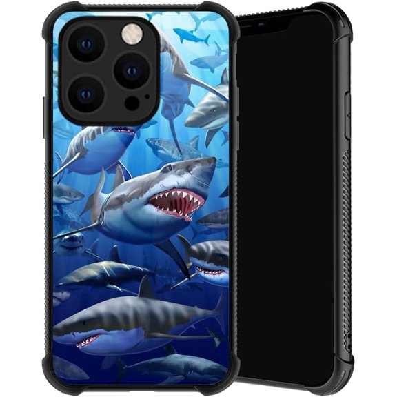 Compatible with iPhone 14 Pro Max Case, Shark Clan Phone Cover for Men/Women, Soft TPU Anti-Skid Thread Frame Four Corner Anti-Collision Protection Case Compatible with iPhone 14 Pro Max