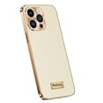 thumbnail image 1 of Compatible with iPhone 14 Pro Max Case, Simple Solid Color Electroplated Camera Cover Cowhide Leather Texture Design for Men & Women Fashion Slim Phone Case for iPhone 14 Pro Max - White, 1 of 5