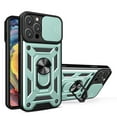 thumbnail image 1 of Compatible with iPhone 14 Pro Max Case with Sliding Camera Lens Cover and Ring Kickstand Heavy Duty Military Grade Protection Phone Shockproof Back Cover for iPhone 14 Pro Max, Green, 1 of 8