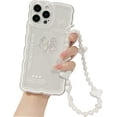 thumbnail image 1 of Compatible with iPhone 14 Pro Max Case, Soft Clear Bow-Knot with Lovely Cute Lanyard Chain Strap Bracelet Women Girls Cover Case for iPhone 14 Pro Max, 1 of 9