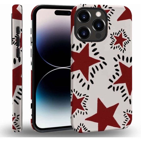 Compatible with iPhone 14 Pro Max Case, Vintage Stars Retro Soft TPU + Hard PC 2-in-1, Anti-Scratch Soft TPU Shockproof Unique Protective Cover Pattern Design