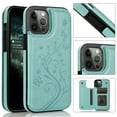 thumbnail image 1 of Compatible with iPhone 14 Pro Max Case Wallet with Card Holder,Embossed Butterfly Pattern PU Leather Double Magnetic Buttons Flip Shockproof Protective Cover for iPhone 14 Pro Max 6.7 Inch, Mint Green, 1 of 9