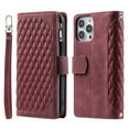 thumbnail image 1 of Compatible with iPhone 14 Pro Max Case Wallet Zipper Leather Case with Card Holder Slots Protective Cover Crossbody & Lanyard Case Compatible with iPhone 14 Pro Max 6.7 inch,Winered, 1 of 7