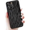 thumbnail image 1 of Compatible for iPhone 14 Pro Max Case Water Ripple Curly Wave Pattern Cute Phone Case Soft TPU Shockproof Full Camera Lens Protective for iPhone 14 Pro Max Case for Women Girl - Black, 1 of 8