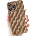 thumbnail image 1 of Compatible for iPhone 14 Pro Max Case Water Ripple Curly Wave Pattern Cute Phone Case Soft TPU Shockproof Full Camera Lens Protective for iPhone 14 Pro Max Case for Women Girl - Khaki, 1 of 11