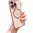 thumbnail image 1 of Compatible with iPhone 14 Pro Max Case for Women 2022, Luxury Love Heart Pattern Plating Cover, Compatible with MagSafe Soft TPU Shockproof Compatible with iPhone 14 Pro Max Case 5G (Pink), 1 of 11