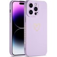 thumbnail image 1 of Compatible with iPhone 14 Pro Max Case for Women with Camera Protection, Luxury Soft Silicone Heart Design Cute Phone Case Shockproof Protective Case for iPhone 14 Pro Max 6.7" (Purple), 1 of 8