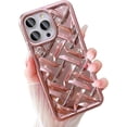 thumbnail image 1 of Compatible for iPhone 14 Pro Max Case for Women Electroplate Luxury Woven Pattern Phone Case Soft TPU Shockproof Camera Lens Protective for iPhone 14 Pro Max Phone Case 6.7 inch - Rosegold, 1 of 10