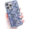thumbnail image 1 of Compatible for iPhone 14 Pro Max Case for Women Electroplate Luxury Woven Pattern Phone Case Soft TPU Shockproof Camera Lens Protective for iPhone 14 Pro Max Phone Case 6.7 inch - Blue, 1 of 11