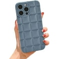 thumbnail image 1 of Compatible with iPhone 14 Pro Max Case for Women Girls,Cute 3D Lafle Plaid Cube Weave Pattern Raised Bumper Corners Case for iPhone 14 Pro Max Soft Matte Silicone Shockproof Case-Sky Blue, 1 of 12