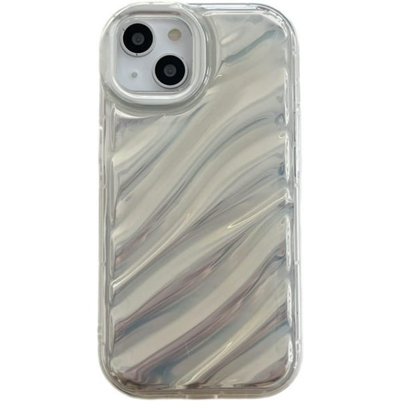 Compatible with iPhone 14 Pro Max Case for Women/Girls, Cute Curly Water Ripple Wave Colorful Bling Laser Holographic Glitter Anti-Scratch Shockproof Case for iPhone 14 Pro Max, Clear