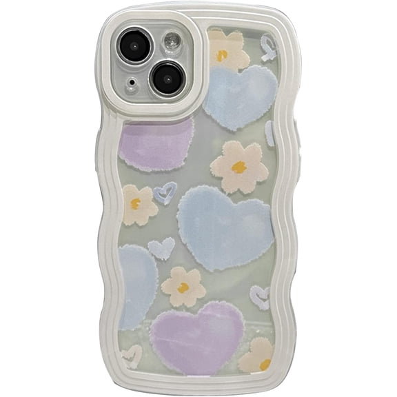 Compatible with iPhone 14 Pro Max Case for Women/Girls, Cute Curly Wave Flowers Flora Love-Heart Platinum Transparent Soft Shockproof Case for iPhone 14 Pro Max, Flowers Love