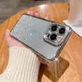 thumbnail image 1 of Compatible with iPhone 14 Pro Max Clear Bling Diamond Rhinestone Cute for Girls Women Girly Case Glitter Shiny Sparkle Gem Design Soft Silicone Luxury Fashion Protective 3D Phone Case, Silver, 1 of 1